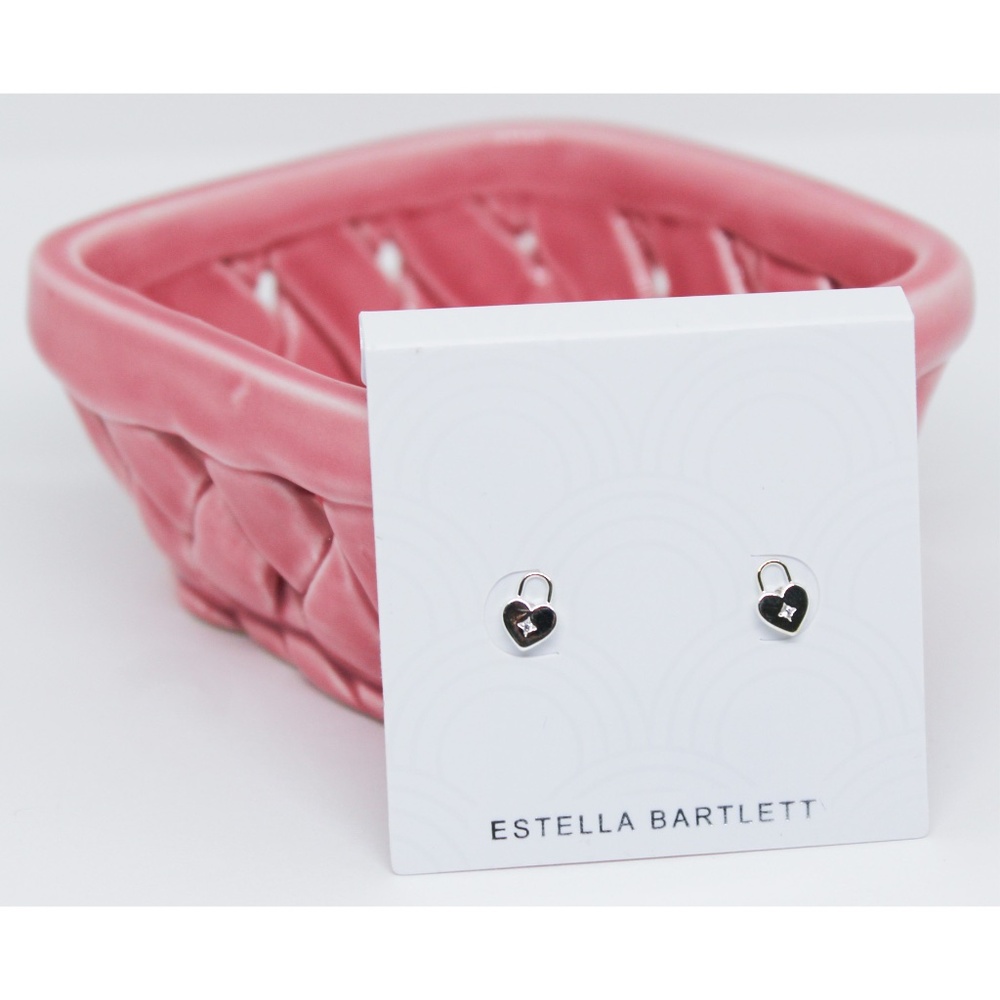 NWT Estella Bartlett Heart Padlock Stud Earrings